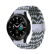 Braided nylon bandje - Groen / grijs - Samsung Galaxy Watch 4 Classic - 42mm / 46mm - thumbnail