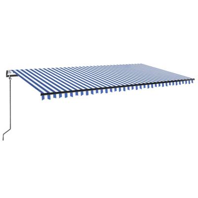 Luifel automatisch met LED en windsensor 600x300 cm blauw wit