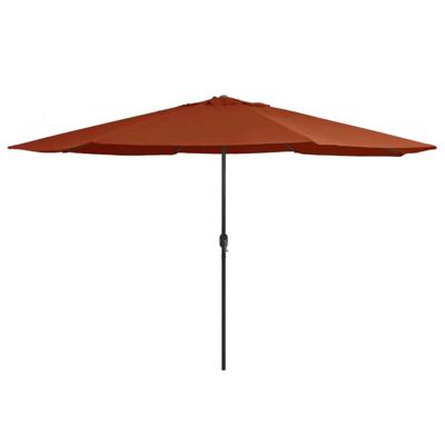 VidaXL Parasol met metalen paal 390 cm terracottakleurig VidaXL Parasol met metalen paal 390 cm terracottakleurig