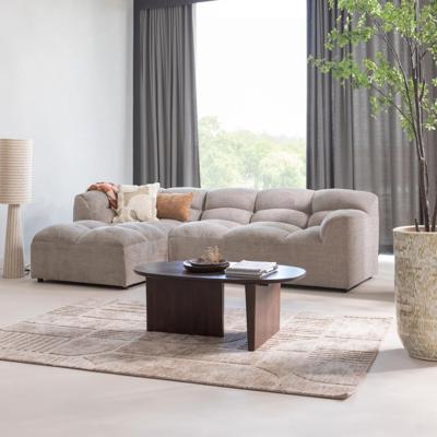 Hoekbank Tibas links - stof Raven - beige - Leen Bakker