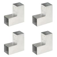 VidaXL Paalverbindingen 4 st l-vorm 81x81 mm gegalvaniseerd metaal - thumbnail