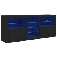 Dressoir met LED-verlichting 162x37x67 cm zwart - thumbnail