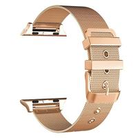By Qubix - Milanese met gesp bandje - Champagne goud - Compatible met Apple Watch 38mm / 40mm / 41mm / 42mm - Compatible Apple watch bandjes - thumbnail