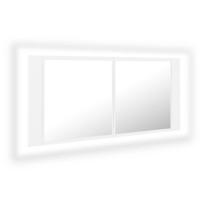 VidaXL Badkamerkast met spiegel en led 100x12x45 cm acryl wit - thumbnail