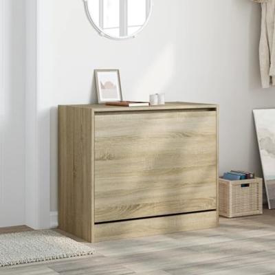 VidaXL Schoenenkast 80x42x69 cm bewerkt hout sonoma eikenkleurig VidaXL Schoenenkast 80x42x69 cm bewerkt hout sonoma eikenkleurig