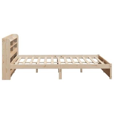 Bedframe met hoofdbord massief grenenhout wit 140x200 cm