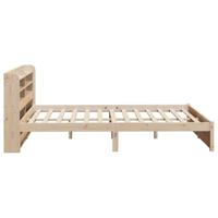 Bedframe met hoofdbord massief grenenhout wit 140x200 cm - thumbnail
