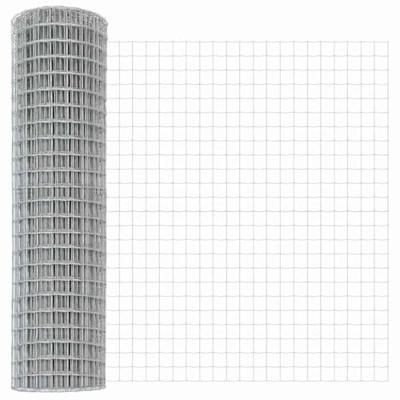 VidaXL Hek met paal zilver 1,2 x 10 m staal