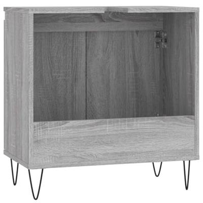 Badkamerkast 58x33x60 cm bewerkt hout grijs sonoma eikenkleurig - thumbnail