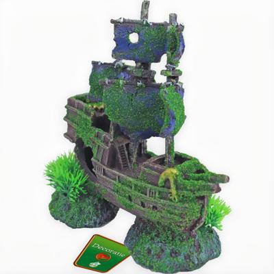 Boon Aquarium Ornament - Gezonken Galjoen met Mos & Gaten, Polyresin 18cm - Veilig & Duurzaam Boon Aquarium Ornament - Gezonken Galjoen met Mos & Gaten, Polyresin 18cm - Veilig & Duurzaam