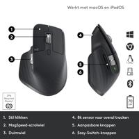 Logitech MX Master 3S Ergonomische muis Bluetooth, Radiografisch Optisch Grafiet 7 Toetsen 8000 dpi Afneembare kabel, Ergonomisch, Intelligent scrollwiel, - thumbnail