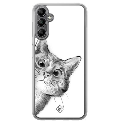 Samsung Galaxy A14 hybride hoesje - Kat kiekeboe