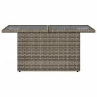 Tuintafel met glazen blad 100x55x73 cm poly rattan grijs - thumbnail