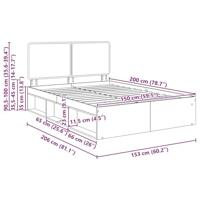 Bedframe Gerookt eiken 150 x 200 cm Massief grenenhout - thumbnail