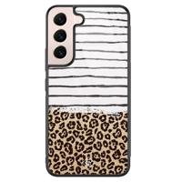 Samsung Galaxy S22 glazen hardcase - Leopard lines - thumbnail