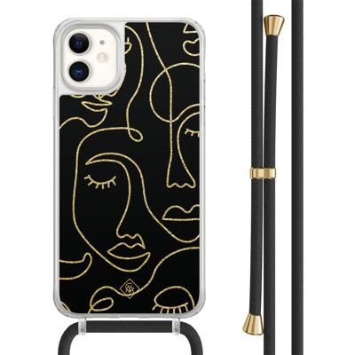 iPhone 11 hoesje met zwart koord - Abstract faces iPhone 11 hoesje met zwart koord - Abstract faces
