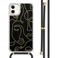 iPhone 11 hoesje met zwart koord - Abstract faces - thumbnail