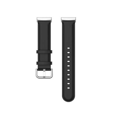 Fitbit Versa 3/4 & Sense 1/2 leren bandje - Zwart