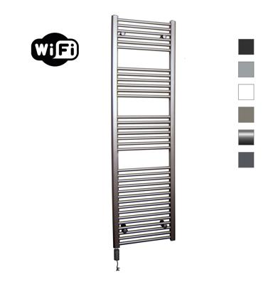 Elektrische Radiator Sanicare HWV Met Wifi 172x60 cm Inox Look 1127W Met Thermostaat Zwart Linksonder Sanicare