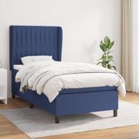 Boxspring met matras stof blauw 90x200 cm - thumbnail