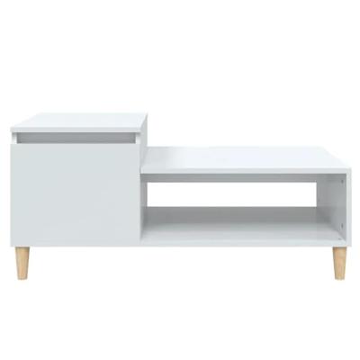 Salontafel 100x50x45 cm bewerkt hout hoogglans wit