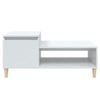 Salontafel 100x50x45 cm bewerkt hout hoogglans wit - thumbnail