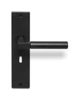 Deurklink Nova massief zwart op langschild sleutelgat 56mm - thumbnail