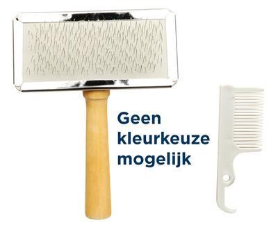 TRIXIE SLICKERBORSTEL HOUTEN GREEP / METALEN PINNEN ASSORTI 13X9 CM 3 ST