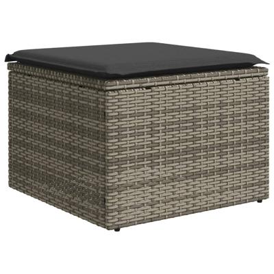 7-delige Loungeset met kussens poly rattan grijs - thumbnail