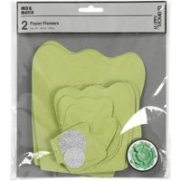 Creativ Company Papieren bloemen, d 15+25 cm, 230 gr, groen, 2 stuk/ 1 doos - thumbnail