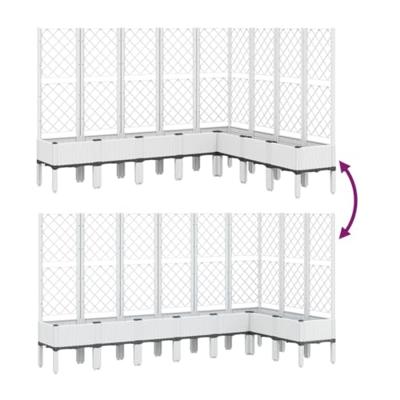 VidaXL Plantenbak met latwerk 200x160x142 cm polypropeen wit