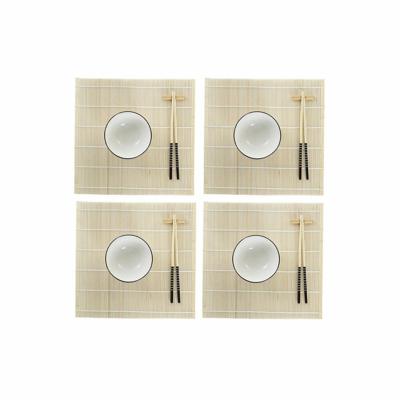 Sushi set DKD Home Decor Bamboe Keramiek Wit Orientaals 14,5 x 14,5 x 31 cm (16 Onderdelen)