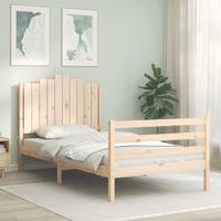Bedframe met hoofdbord massief hout - thumbnail