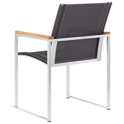 Tuinstoelen 4 st textileen en roestvrij staal grijs - thumbnail