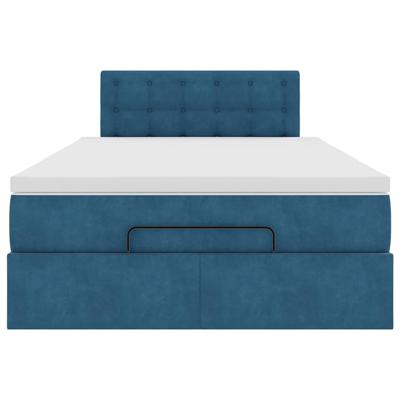 Ottoman bed met matras en LED's 140x190cm fluweel donkerblauw - thumbnail