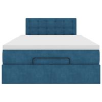 Ottoman bed met matras en LED's 90x190cm fluweel donkerblauw - thumbnail