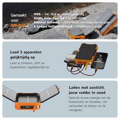 Xtorm Rugged Power Pack solar module 10000 mAh Powerbank Zwart - thumbnail