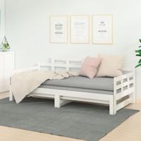Slaapbank uitschuifbaar massief grenenhout wit 2x(90x190) cm - thumbnail