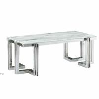 Eettafel DKD Home Decor Kristal Zilverkleurig Staal 180 x 90 x 76 cm Wit - thumbnail