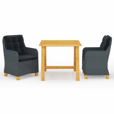 3-delige Tuinset donkergrijs