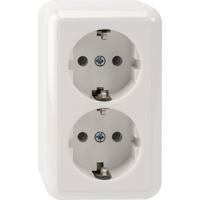 Merten MEG2421-8719 Wandcontactdoos met randaarde Compleet 2-voudig Polar-wit 1 stuk(s) - thumbnail