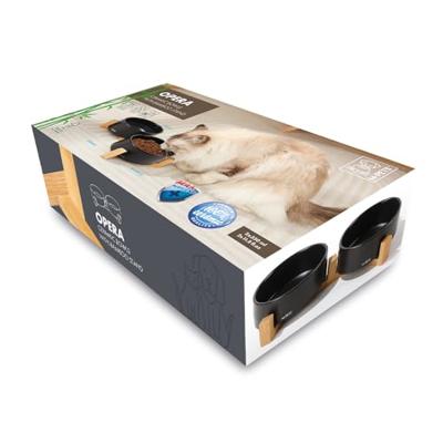 Keramieken kommen met bamboe ondersteuning 2x350 ml - Mpets - OPERA - Zwart