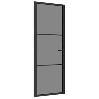 VidaXL Binnendeur 76x201,5 cm esg-glas en aluminium zwart VidaXL Binnendeur 76x201,5 cm esg-glas en aluminium zwart