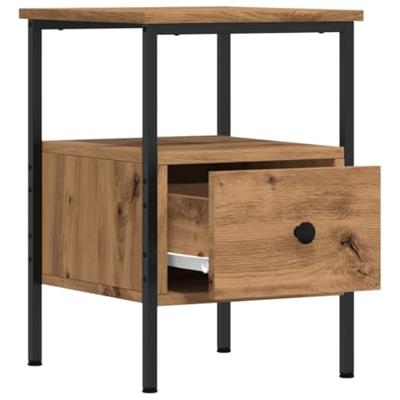 Nachtkastjes 2 st 34x36x50cm bewerkt hout artisanaal eikenkleur