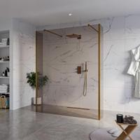 Fortifura Galeria Vrijstaande Inloopdouche - 160x200cm - Rookglas - antikalk - 8mm veiligheidsglas - 2 zijwanden 40cm - wandsteunen en hoekprofielen - Geborsteld koper PVD (Koper) SW927772 2x/SW797942/SW797934 2x/SW876703 2x - thumbnail