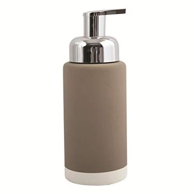 MSV Zeeppompje|dispenser Enzo - keramiek - taupe|zilver - 18 cm