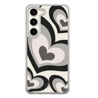 Samsung Galaxy S23 hybride hoesje - Hart swirl zwart - thumbnail