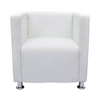 VidaXL Fauteuil kubus kunstleer wit - thumbnail