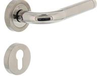 Deurkruk Agatha met geveerde rozet met profielcilindergat plaatjes ATP RVS - thumbnail