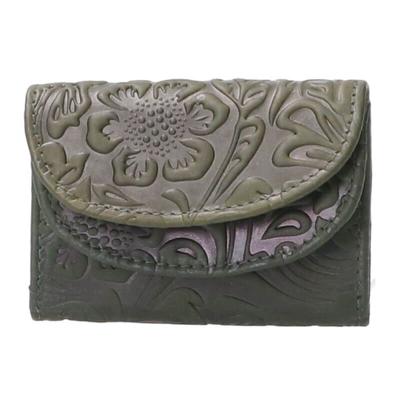 Leather Design Compacte Portemonnee Flower Groen